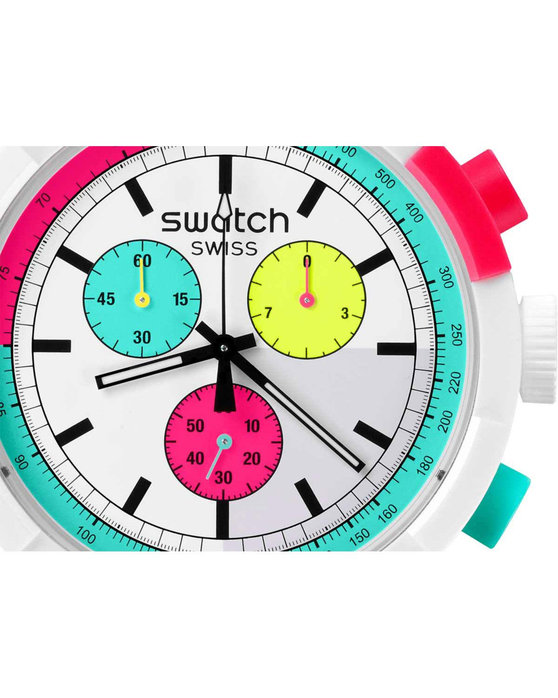 SWATCH Big Bold The Purity Of Neon Chronograph White Silicone Strap