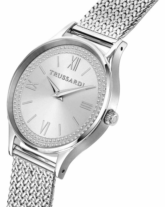 TRUSSARDI T-Star Crystals Silver Metallic Bracelet