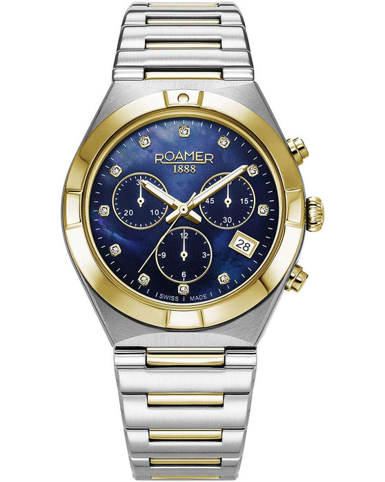 ROAMER Eos Crystals Chronograph Two Tone Stainless Steel Bracelet