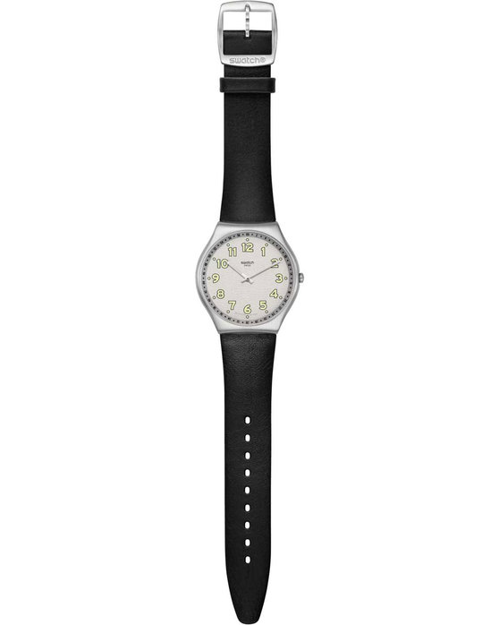 SWATCH Black Hepcat with Black Leather Strap