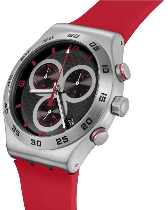 SWATCH Crimson Carbonic Red Chronograph with Red Rubber Strap