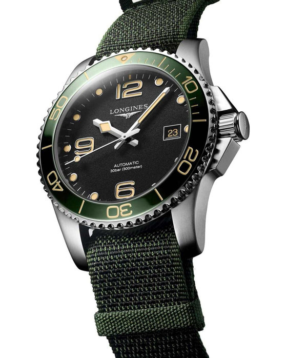 LONGINES HydroConquest Automatic Green Synthetic Strap
