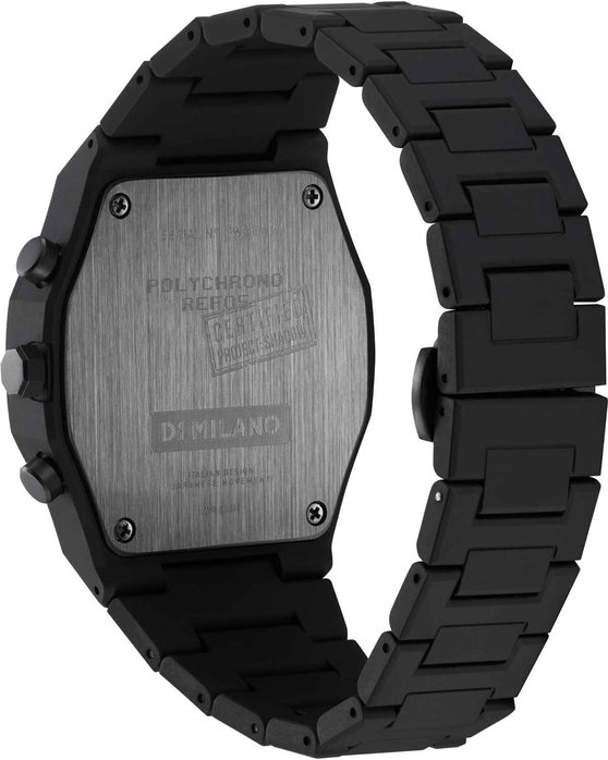 D1 MILANO Polychrono Project Shadow Chronograph Black Polycarbonate Bracelet
