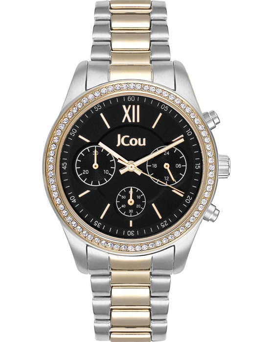 JCOU Valerie Crystals Chronograph Two Tone Stainless Steel Bracelet