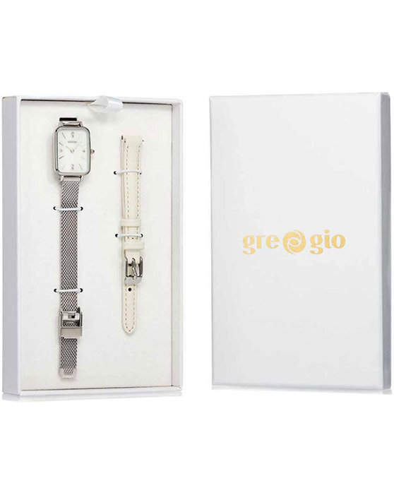 GREGIO Crystals Silver Stainless Steel Bracelet Gift Set