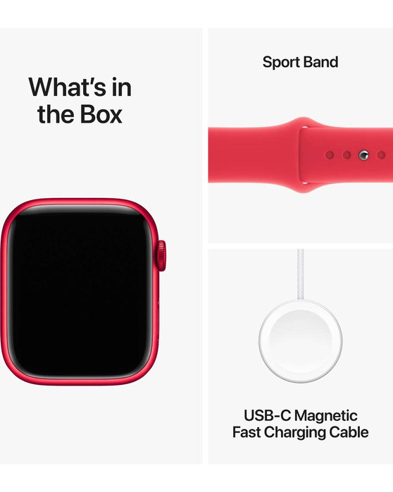 Apple Watch Series 9 GPS 45mm with Red Sport Band - M/L