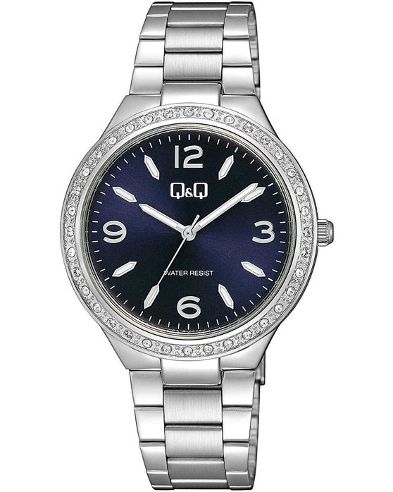 Q&Q Watch Crystals Silver Stainless Steel Bracelet