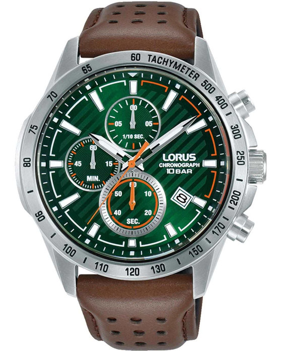 Ρολόι LORUS Sports Chronograph Green Leather Strap - RM303JX9
