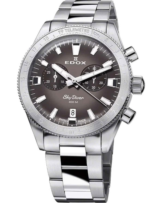 EDOX Skydiver Chronograph Silver Stainless Steel Bracelet Limited Edition
