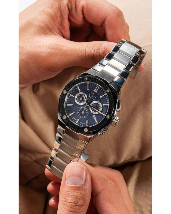 GUESS Collection Fiber Chronograph Silver Stainless Steel Bracelet
