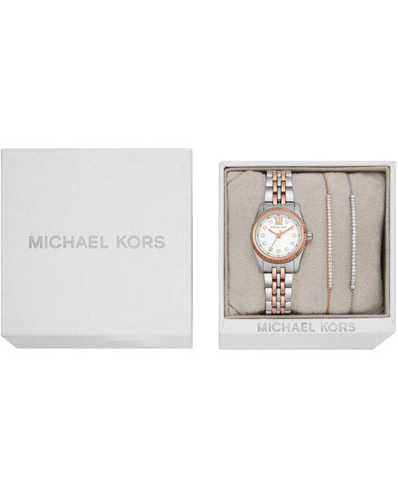 MICHAEL KORS Lexington Crystals Two Tone Stainless Steel Bracelet Gift Set