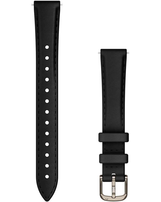 GARMIN Quick Release 14 mm Black leather strap with Cream Gold hardware