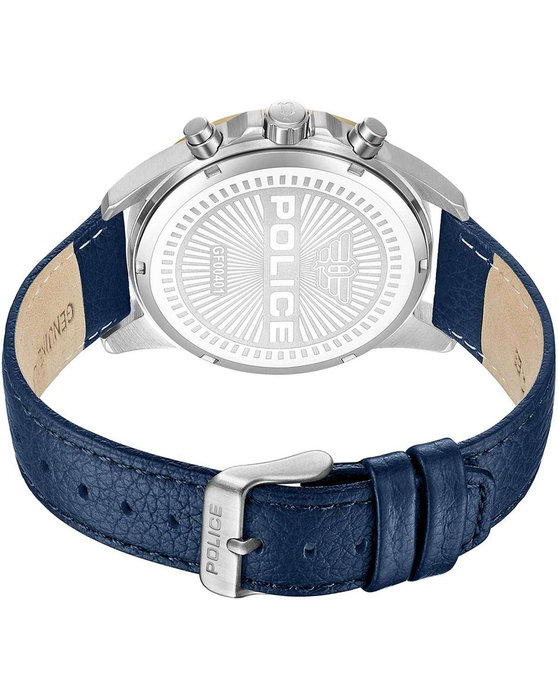 POLICE Chester Dual Time Blue Leather Strap