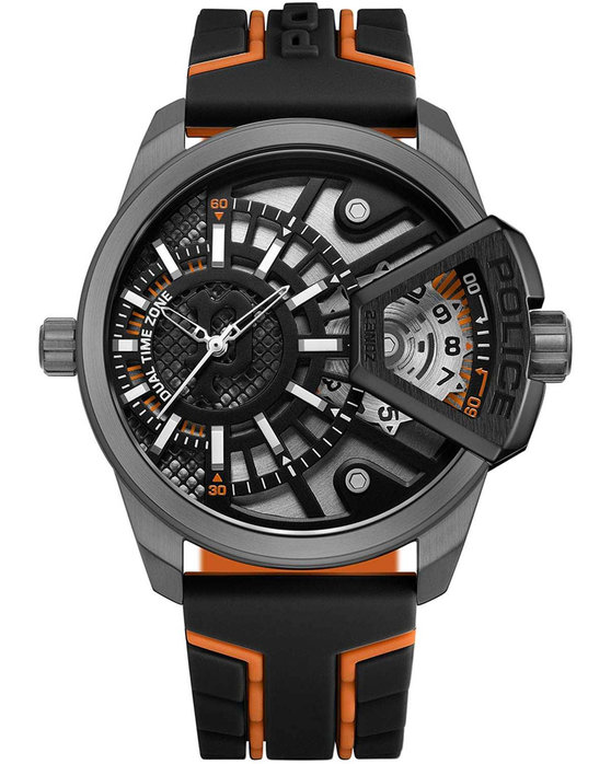 POLICE Underlined Dual Time Two Tone Silicone Strap