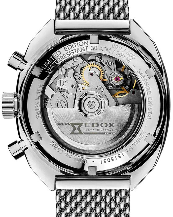 EDOX Sportsman Automatic Chronograph Silver Stainless Steel Bracelet Limited Edition