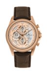 Jacques LEMANS Liverpool Chronograph Rose Gold Brown Leather Str