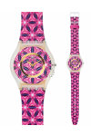 SWATCH Vetrata Textile and Leather Strap