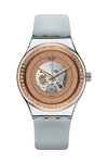 SWATCH Sistem Polaire Crystals Automatic Grey Leather Strap
