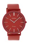 OOZOO Vintage Unicolor Red Leather Strap (44mm)