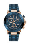 GUESS Collection Mens Chronograph Blue Stainless Steel Bracelet