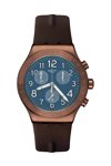 SWATCH Back To Copper Chronograph Brown Leather Strap