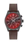 SLAZENGER Gents Dual Time Brown Leather Strap