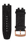 VERSACE Black Leather Strap with Rose Gold Stainless Steel Buckle