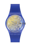 SWATCH Gents Yellow Disco Fever Blue Silicone Strap