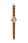 SWATCH Skin Irony Brown Quilted Brown Leather Strap