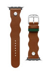 TED Wavy Design Brown Leather Strap for APPLE Watches 42-44 mm