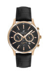 BEVERLY HILLS POLO CLUB Gents Dual Time Black Leather Strap