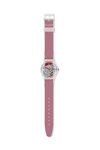 SWATCH Clearly Red Striped with Pink Silicone Strap