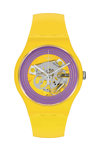 SWATCH Purple Rings Yellow Yellow Silicone Strap