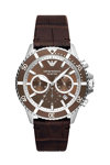 Emporio ARMANI Diver Chronograph Brown Leather Strap