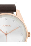 OOZOO Timepieces Crystals Brown Leather Strap