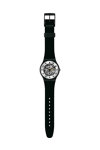 SWATCH Sparkling Circle Silver Glam Black Silicone Strap