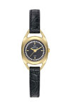 GO Mademoiselle Crystals Black Leather Strap