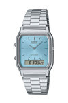 CASIO Vintage Dual Time Chronograph Silver Stainless Steel Bracelet