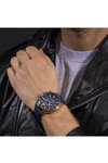POLICE Chester Dual Time Blue Leather Strap
