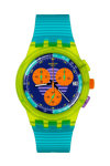 SWATCH Neon Wave Chronograph Turquoise Silicone Strap